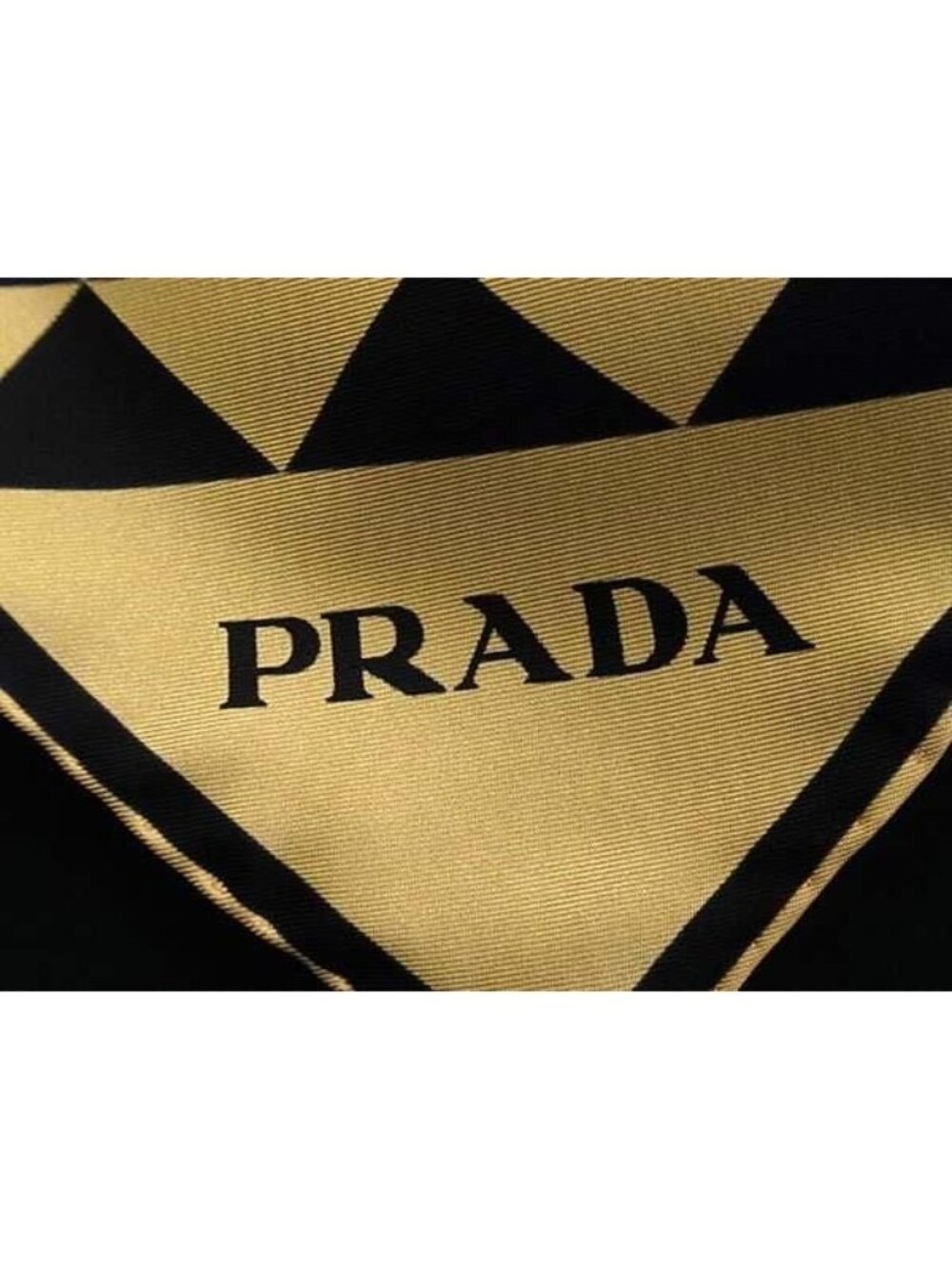 Prada Silk All Over Pattern Large Scarf Shawl Black Light Yellow - Picture 8 of 8